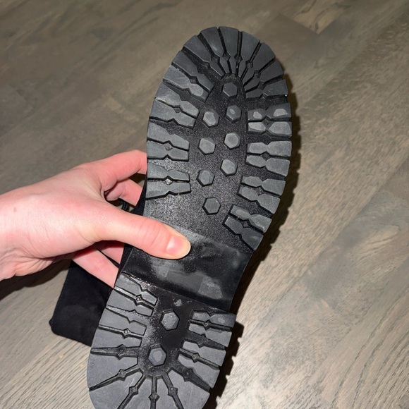 Black Faux Suede Combat Boot - Picture 8 of 8